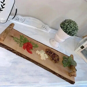 Charcuterie board. Live Edge MAPLE. CUSTOM MADE. BRANCH HANDLES, OILED FOOD SAFE